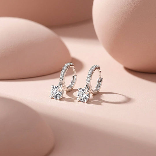Pavé Hoop &amp; Solitaire Drop Earrings | Luxe3509