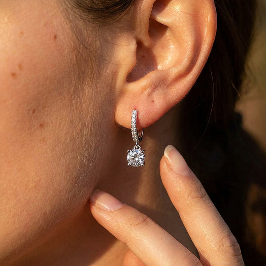 Pavé Hoop &amp; Solitaire Drop Earrings | Luxe3509