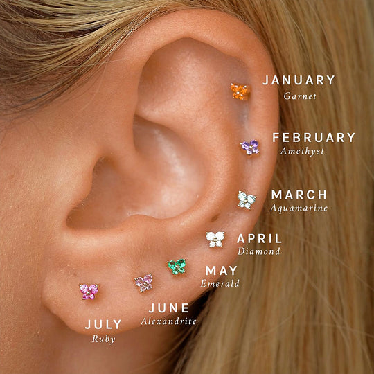 Luxe3574 - Butterfly Birthstone Ear Studs