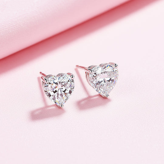 Heart Solitaire Stud Earrings | White Gold | Luxe3623 - Luxe Earrings | Singapore Jewellery, Wedding Rings &amp; Gifts | Same Day Delivery | Tiara.com.sg