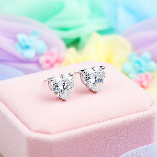 Heart Solitaire Stud Earrings | White Gold | Luxe3623 - Luxe Earrings | Singapore Jewellery, Wedding Rings &amp; Gifts | Same Day Delivery | Tiara.com.sg