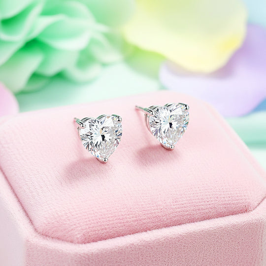 Heart Solitaire Stud Earrings | White Gold | Luxe3623 - Luxe Earrings | Singapore Jewellery, Wedding Rings &amp; Gifts | Same Day Delivery | Tiara.com.sg
