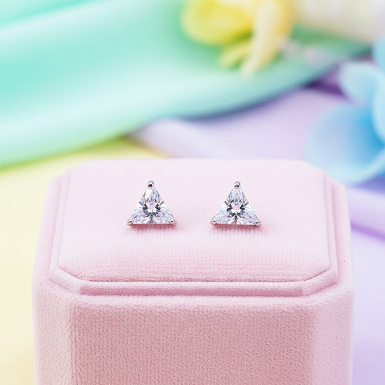 Triangle Solitaire Stud Earrings | White Gold | Luxe3624 - Luxe Earrings | Singapore Jewellery, Wedding Rings &amp; Gifts | Same Day Delivery | Tiara.com.sg