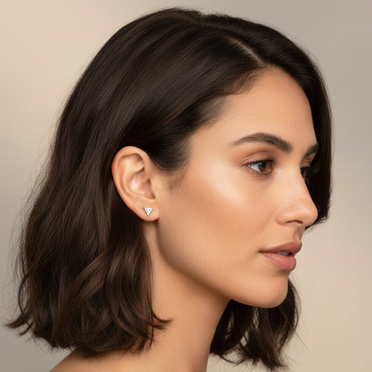 Triangle Solitaire Stud Earrings | White Gold | Luxe3624 - Luxe Earrings | Singapore Jewellery, Wedding Rings &amp; Gifts | Same Day Delivery | Tiara.com.sg
