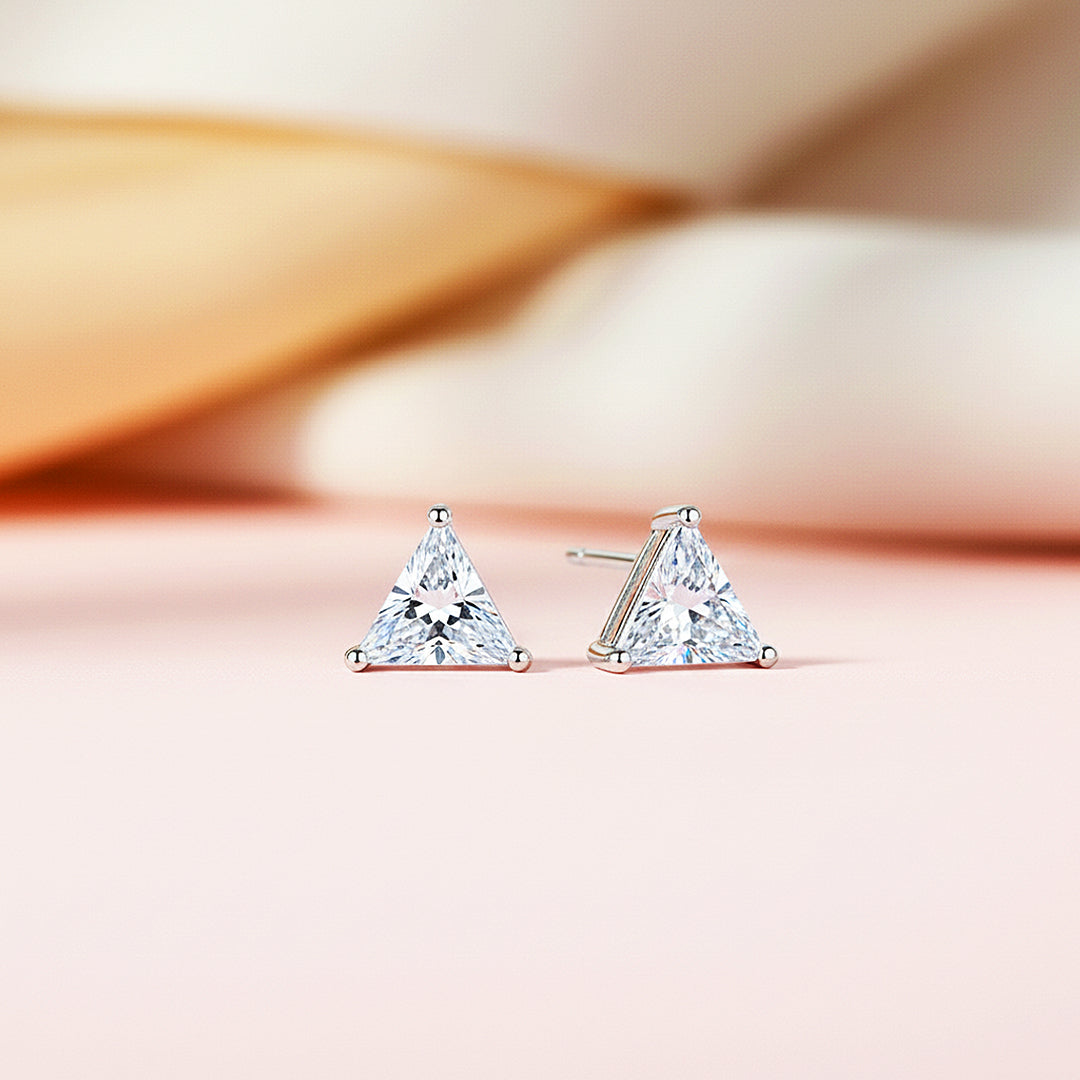 Triangle Solitaire Stud Earrings | White Gold | Luxe3624 - Luxe Earrings | Singapore Jewellery, Wedding Rings &amp; Gifts | Same Day Delivery | Tiara.com.sg