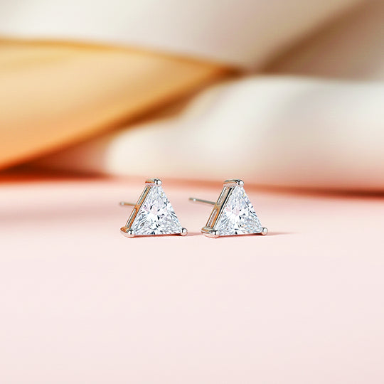 Triangle Solitaire Stud Earrings | White Gold | Luxe3624 - Luxe Earrings | Singapore Jewellery, Wedding Rings &amp; Gifts | Same Day Delivery | Tiara.com.sg