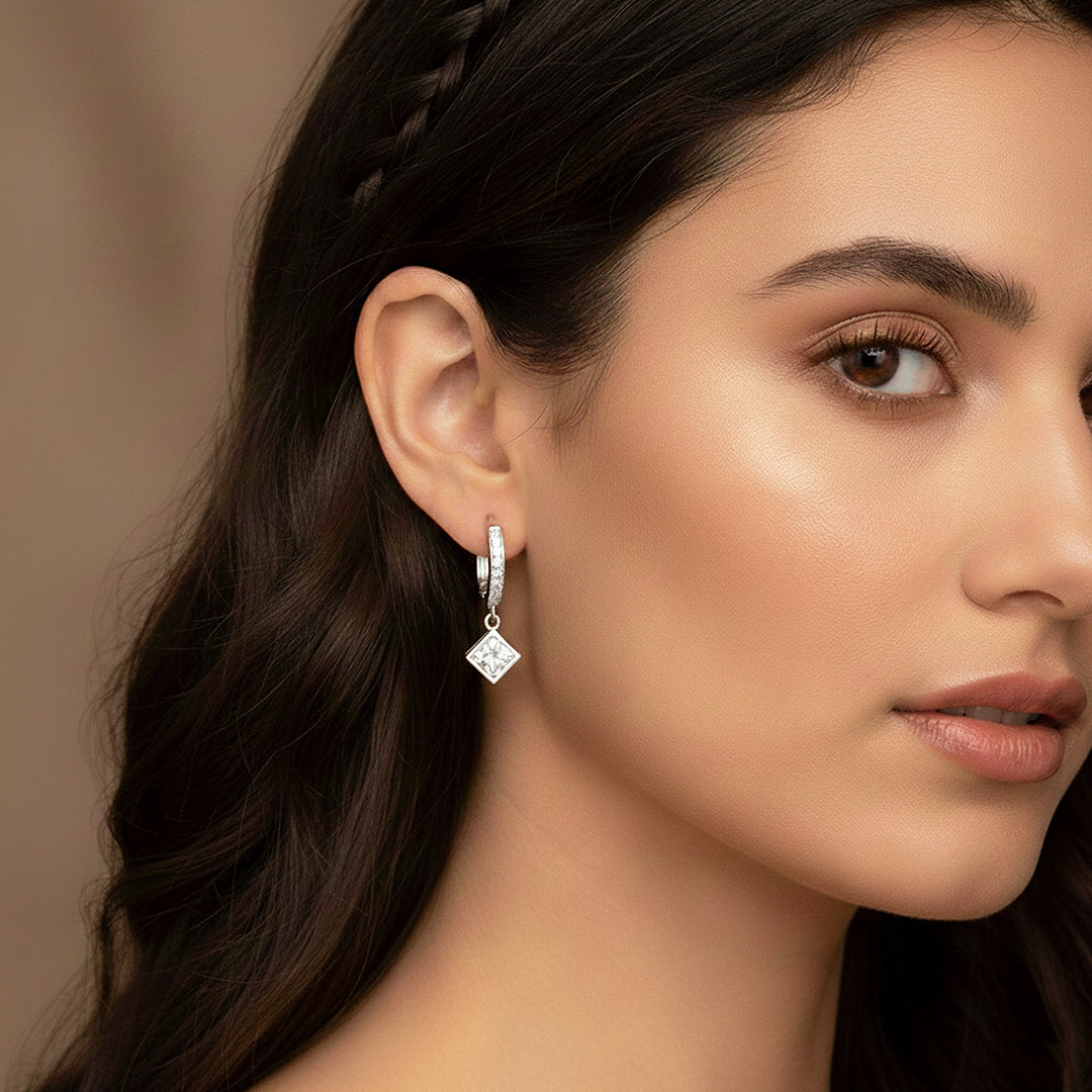 Cube Geometric Drop Earrings | White Gold | Luxe3625 - Luxe Earrings | Singapore Jewellery, Wedding Rings & Gifts | Same Day Delivery | Tiara.com.sg
