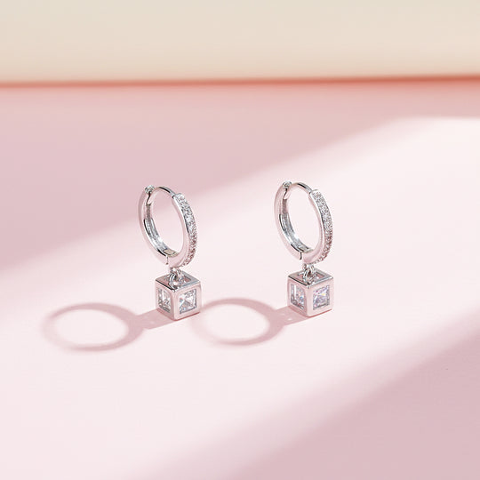 Cube Geometric Drop Earrings | White Gold | Luxe3625 - Luxe Earrings | Singapore Jewellery, Wedding Rings &amp; Gifts | Same Day Delivery | Tiara.com.sg