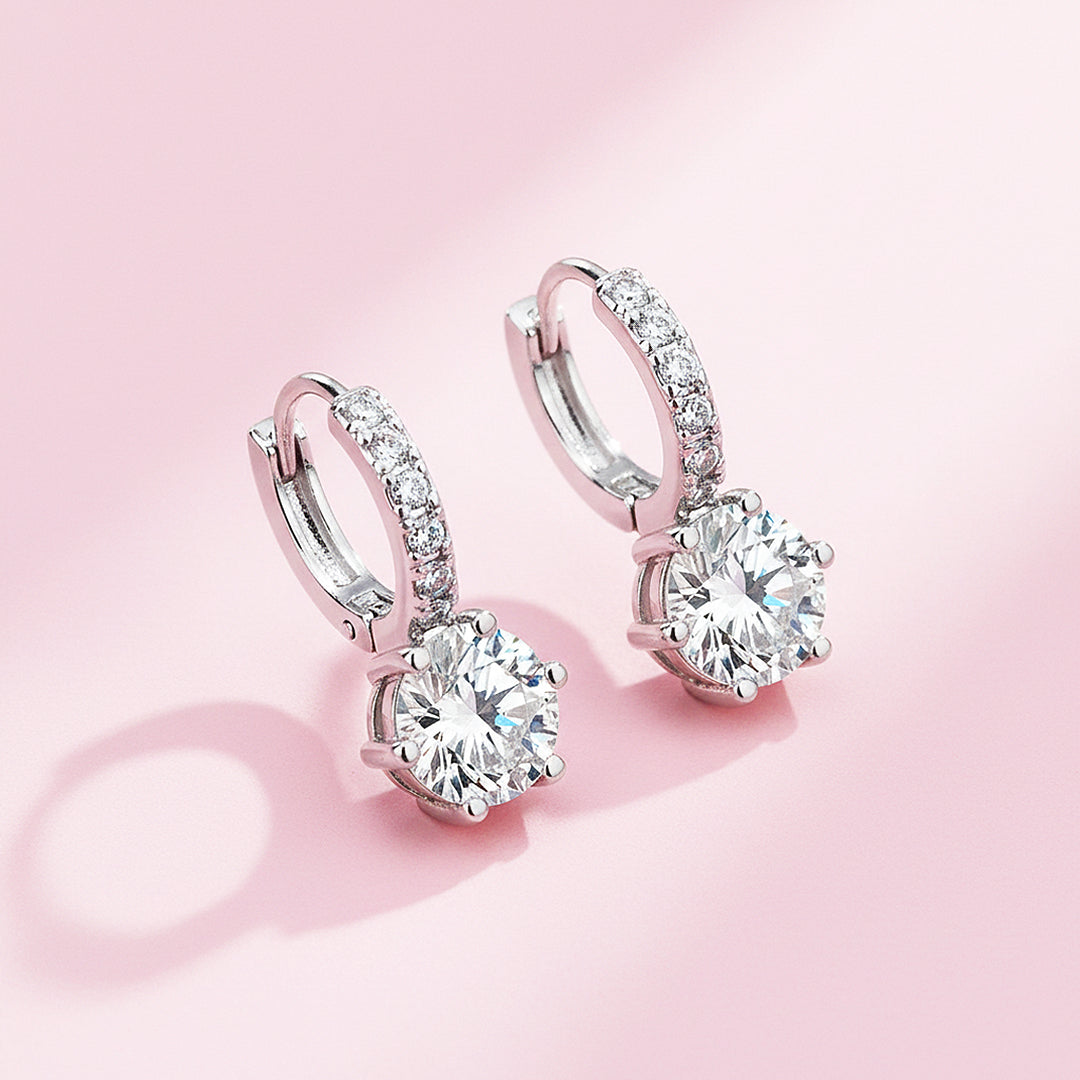 Solitaire &amp; Pavé Hoop Earrings | White Gold | Luxe3628 - Luxe Earrings | Singapore Jewellery, Wedding Rings &amp; Gifts | Same Day Delivery | Tiara.com.sg