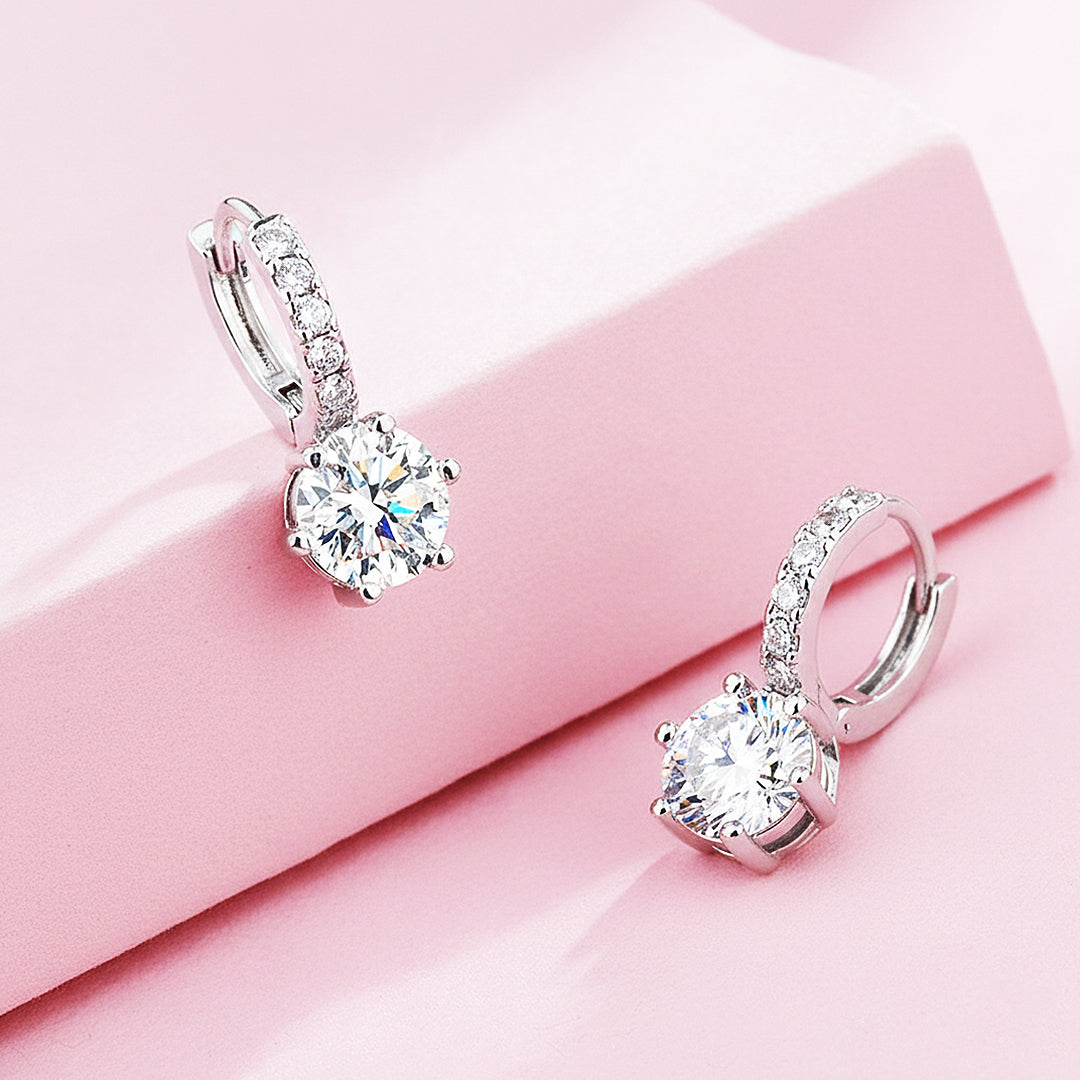 Solitaire &amp; Pavé Hoop Earrings | White Gold | Luxe3628 - Luxe Earrings | Singapore Jewellery, Wedding Rings &amp; Gifts | Same Day Delivery | Tiara.com.sg