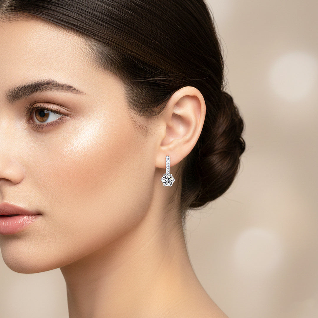 Solitaire & Pavé Hoop Earrings | White Gold | Luxe3628 - Luxe Earrings | Singapore Jewellery, Wedding Rings & Gifts | Same Day Delivery | Tiara.com.sg