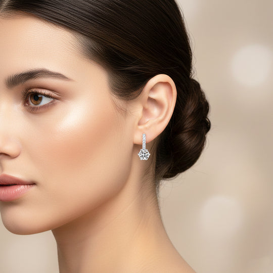 Solitaire &amp; Pavé Hoop Earrings | White Gold | Luxe3628 - Luxe Earrings | Singapore Jewellery, Wedding Rings &amp; Gifts | Same Day Delivery | Tiara.com.sg