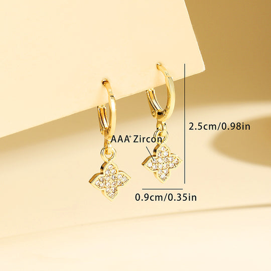 Floral Charm Huggie Earrings | Gold &amp; White Gold | Luxe3629 - Luxe Earrings | Singapore Jewellery, Wedding Rings &amp; Gifts | Same Day Delivery | Tiara.com.sg