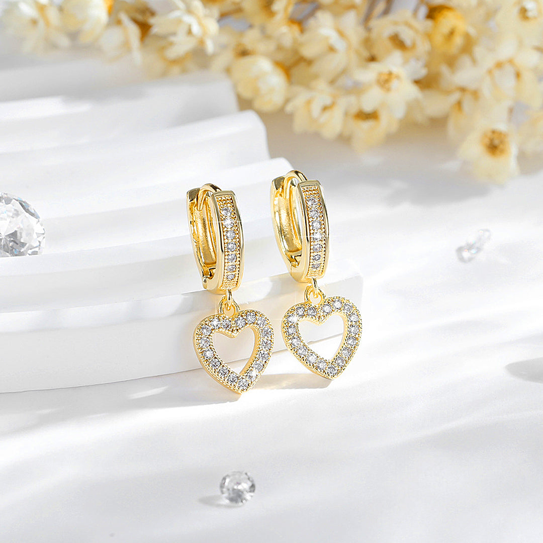 Pavé Heart Hoop Earrings | Gold &amp; White Gold | Luxe3631 - Luxe Earrings | Singapore Jewellery, Wedding Rings &amp; Gifts | Same Day Delivery | Tiara.com.sg