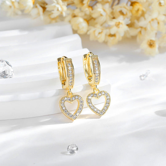 Pavé Heart Hoop Earrings | Gold &amp; White Gold | Luxe3631 - Luxe Earrings | Singapore Jewellery, Wedding Rings &amp; Gifts | Same Day Delivery | Tiara.com.sg