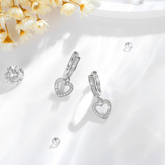 Pavé Heart Hoop Earrings | Gold &amp; White Gold | Luxe3631 - Luxe Earrings | Singapore Jewellery, Wedding Rings &amp; Gifts | Same Day Delivery | Tiara.com.sg