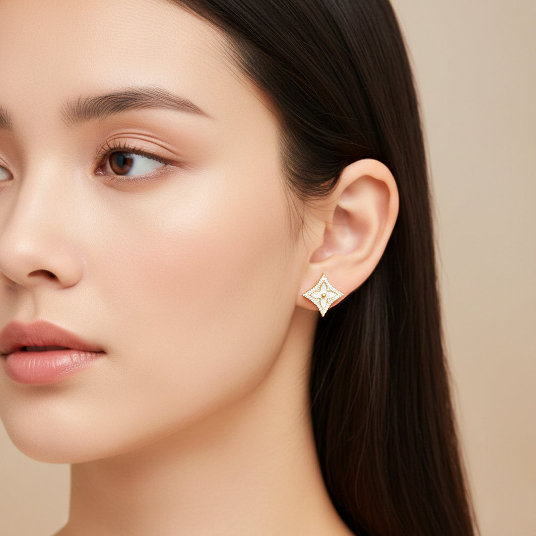 Clover Asymmetric Stud Earrings | Gold | Luxe3635 - Luxe Earrings | Singapore Jewellery, Wedding Rings &amp; Gifts | Same Day Delivery | Tiara.com.sg