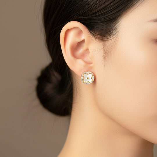 Clover Asymmetric Stud Earrings | Gold | Luxe3635 - Luxe Earrings | Singapore Jewellery, Wedding Rings &amp; Gifts | Same Day Delivery | Tiara.com.sg