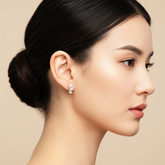Pear Cluster Stud Earrings | Gold | Luxe3638 - Luxe Earrings | Singapore Jewellery, Wedding Rings &amp; Gifts | Same Day Delivery | Tiara.com.sg