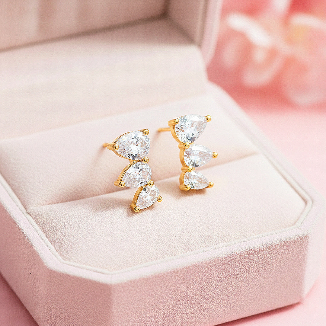 Pear Cluster Stud Earrings | Gold | Luxe3638 - Luxe Earrings | Singapore Jewellery, Wedding Rings &amp; Gifts | Same Day Delivery | Tiara.com.sg