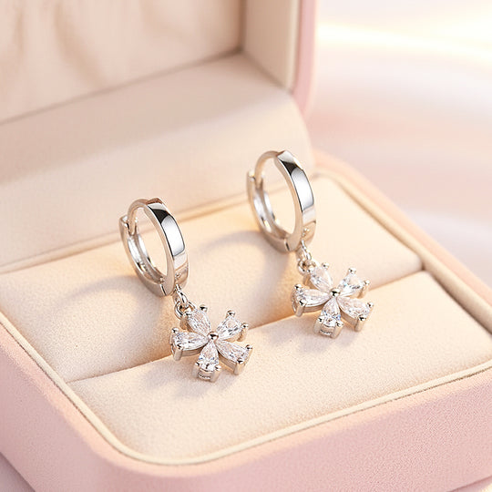 Floral Asymmetric Stud Earrings | White Gold | Luxe3639 - Luxe Earrings | Singapore Jewellery, Wedding Rings &amp; Gifts | Same Day Delivery | Tiara.com.sg