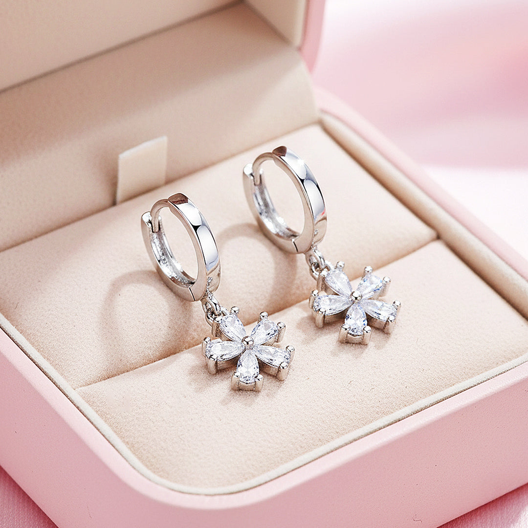 Floral Asymmetric Stud Earrings | White Gold | Luxe3639 - Luxe Earrings | Singapore Jewellery, Wedding Rings &amp; Gifts | Same Day Delivery | Tiara.com.sg