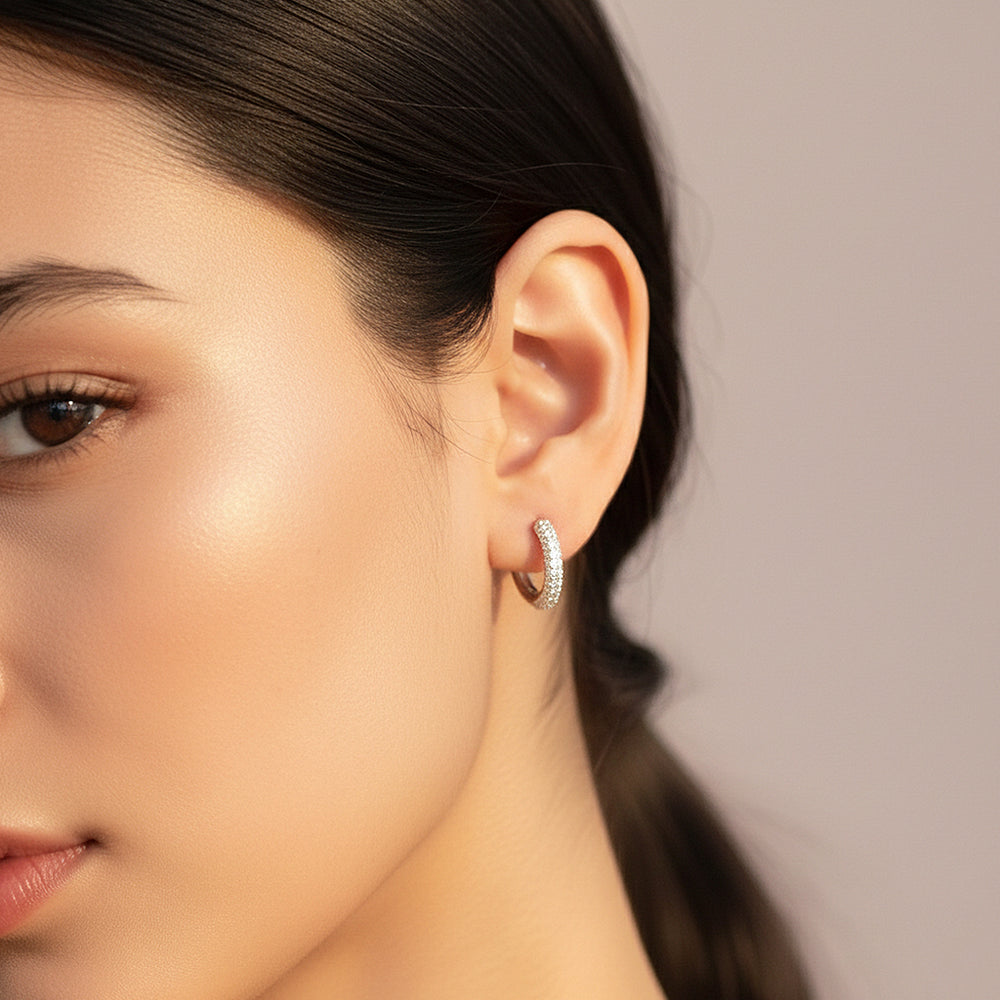 Pavé Halo Hoop Earrings | White Gold | Luxe3640 - Luxe Earrings | Singapore Jewellery, Wedding Rings & Gifts | Same Day Delivery | Tiara.com.sg