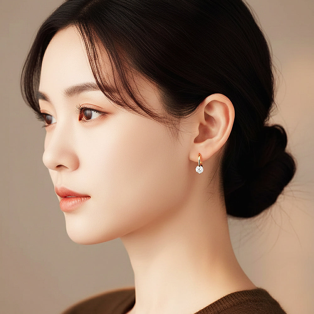 Round Drop Hoop Earrings | Gold | Luxe3643 - Luxe Earrings | Singapore Jewellery, Wedding Rings & Gifts | Same Day Delivery | Tiara.com.sg