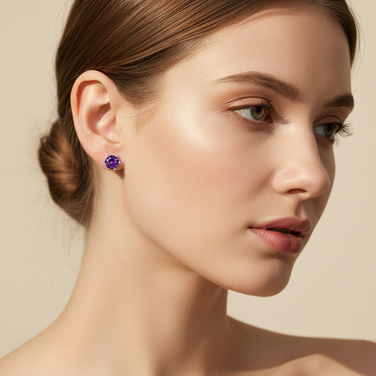 Round Solitaire Stud Earrings | Gold | Luxe3651 - Luxe Earrings | Singapore Jewellery, Wedding Rings &amp; Gifts | Same Day Delivery | Tiara.com.sg
