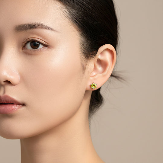 Round Solitaire Stud Earrings | Gold | Luxe3651 - Luxe Earrings | Singapore Jewellery, Wedding Rings &amp; Gifts | Same Day Delivery | Tiara.com.sg