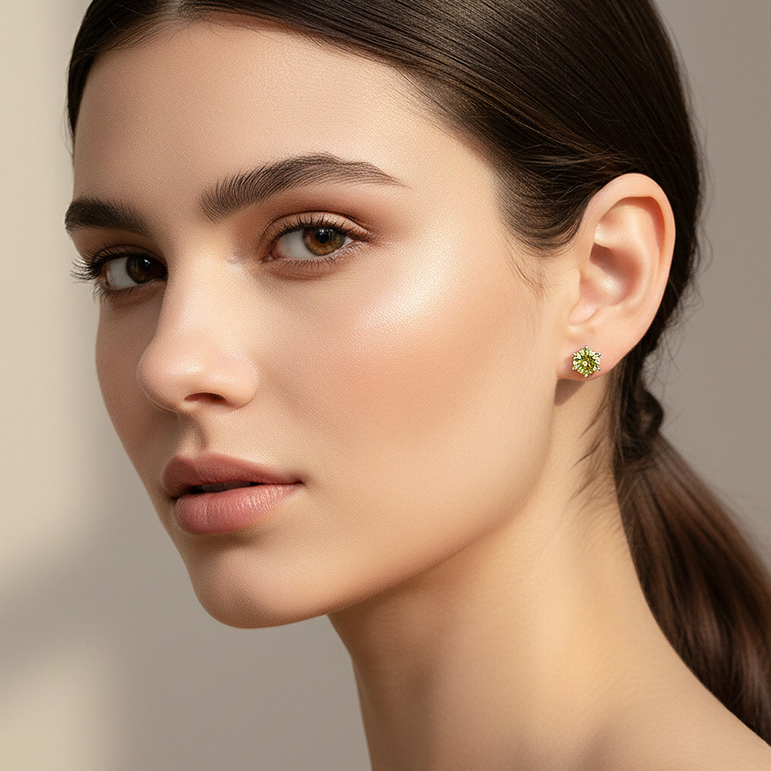 Round Solitaire Stud Earrings | Gold | Luxe3651 - Luxe Earrings | Singapore Jewellery, Wedding Rings &amp; Gifts | Same Day Delivery | Tiara.com.sg