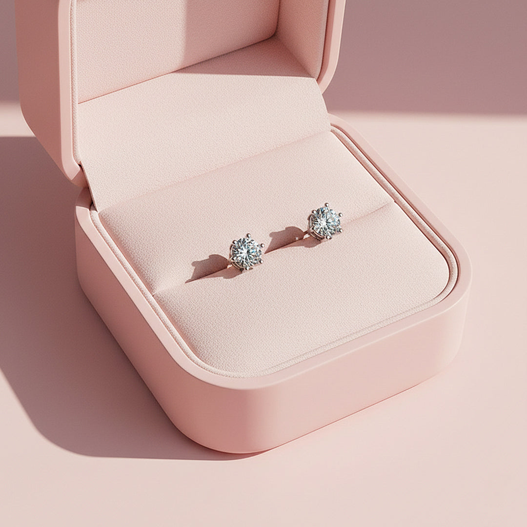 Round Solitaire Stud Earrings | Gold | Luxe3651 - Luxe Earrings | Singapore Jewellery, Wedding Rings &amp; Gifts | Same Day Delivery | Tiara.com.sg