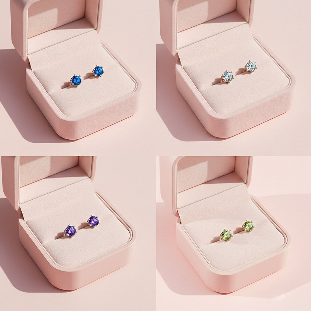 Round Solitaire Stud Earrings | Gold | Luxe3651 - Luxe Earrings | Singapore Jewellery, Wedding Rings &amp; Gifts | Same Day Delivery | Tiara.com.sg