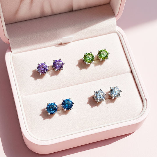 Round Solitaire Stud Earrings | Gold | Luxe3651 - Luxe Earrings | Singapore Jewellery, Wedding Rings &amp; Gifts | Same Day Delivery | Tiara.com.sg