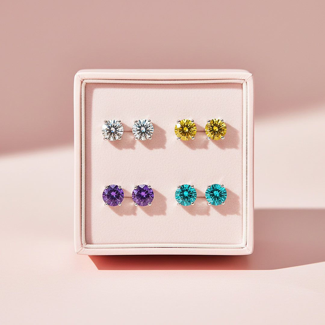 Round Solitaire Stud Earrings | Gold | Luxe3651 - Luxe Earrings | Singapore Jewellery, Wedding Rings & Gifts | Same Day Delivery | Tiara.com.sg