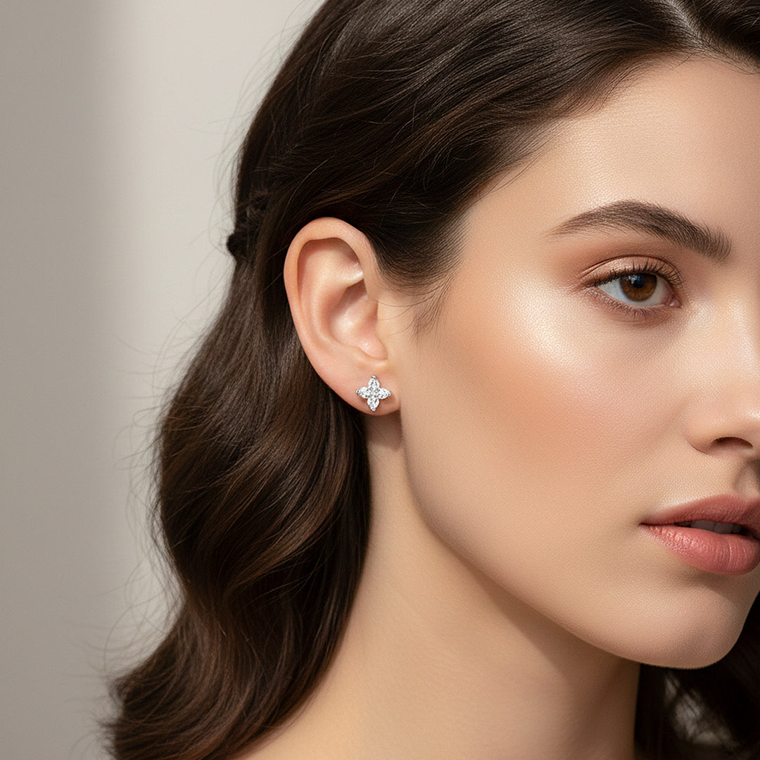 Star Blossom Stud Earrings | White Gold | Luxe3652 - Luxe Earrings | Singapore Jewellery, Wedding Rings &amp; Gifts | Same Day Delivery | Tiara.com.sg