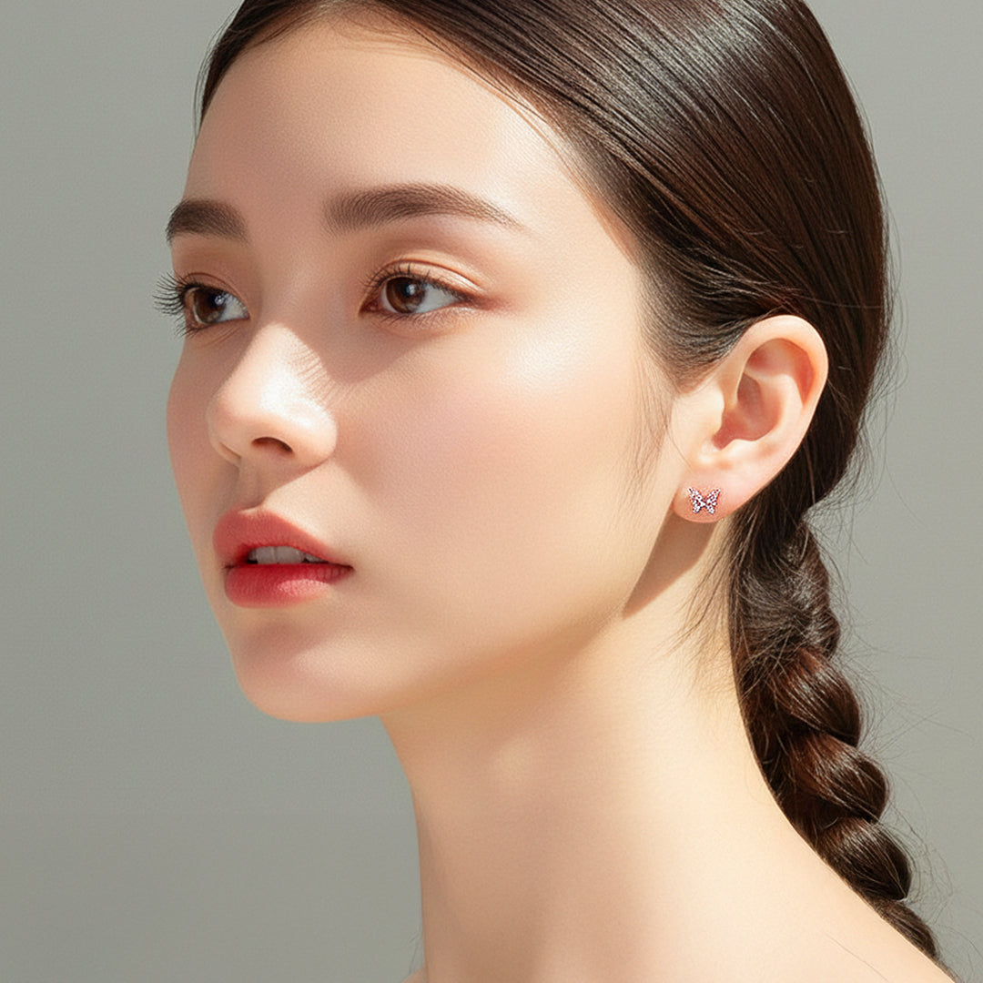 Butterfly Stud Earrings | White Gold | Luxe3653 - Luxe Earrings | Singapore Jewellery, Wedding Rings &amp; Gifts | Same Day Delivery | Tiara.com.sg