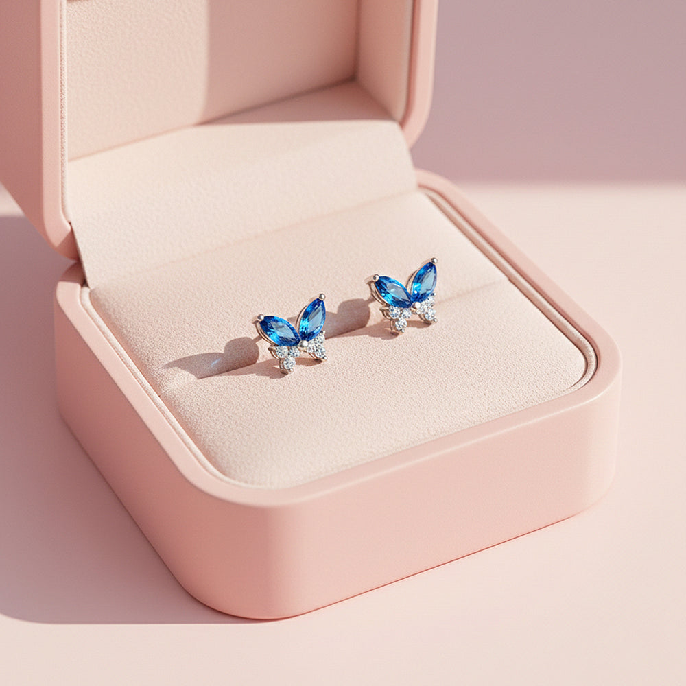 Butterfly Stud Earrings | White Gold | Luxe3653 - Luxe Earrings | Singapore Jewellery, Wedding Rings & Gifts | Same Day Delivery | Tiara.com.sg