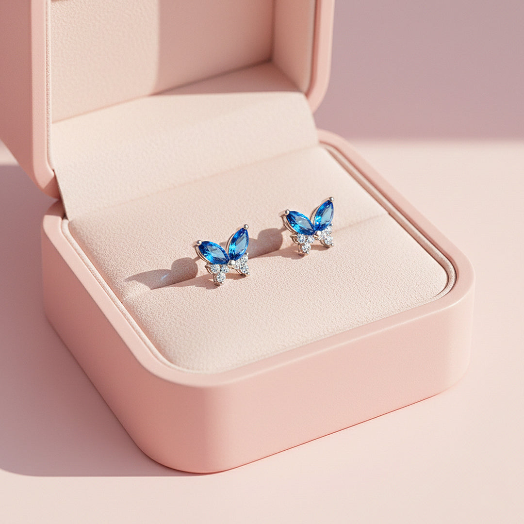 Butterfly Stud Earrings | White Gold | Luxe3653 - Luxe Earrings | Singapore Jewellery, Wedding Rings &amp; Gifts | Same Day Delivery | Tiara.com.sg