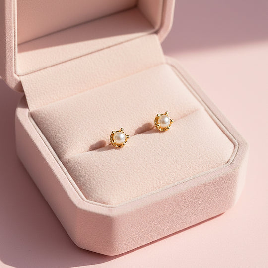 Pearl Stud Earrings | Gold Plated | Luxe3654 - Luxe Earrings | Singapore Jewellery, Wedding Rings &amp; Gifts | Same Day Delivery | Tiara.com.sg