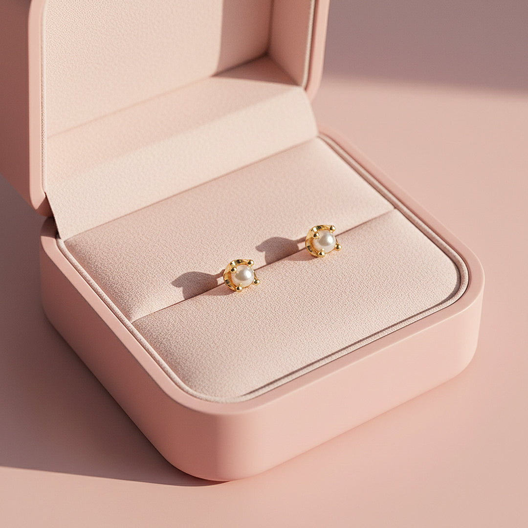 Pearl Stud Earrings | Gold Plated | Luxe3654 - Luxe Earrings | Singapore Jewellery, Wedding Rings &amp; Gifts | Same Day Delivery | Tiara.com.sg