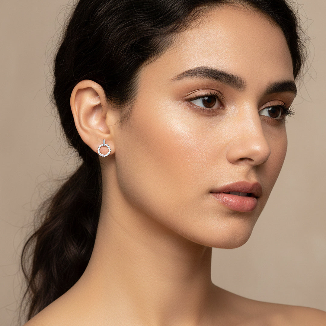 Round Halo Drop Earrings | White Gold | Luxe3656 - Luxe Earrings | Singapore Jewellery, Wedding Rings &amp; Gifts | Same Day Delivery | Tiara.com.sg