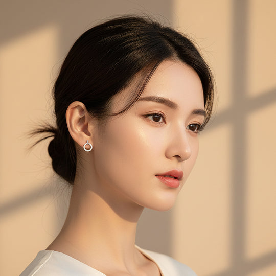 Round Halo Drop Earrings | White Gold | Luxe3656 - Luxe Earrings | Singapore Jewellery, Wedding Rings &amp; Gifts | Same Day Delivery | Tiara.com.sg