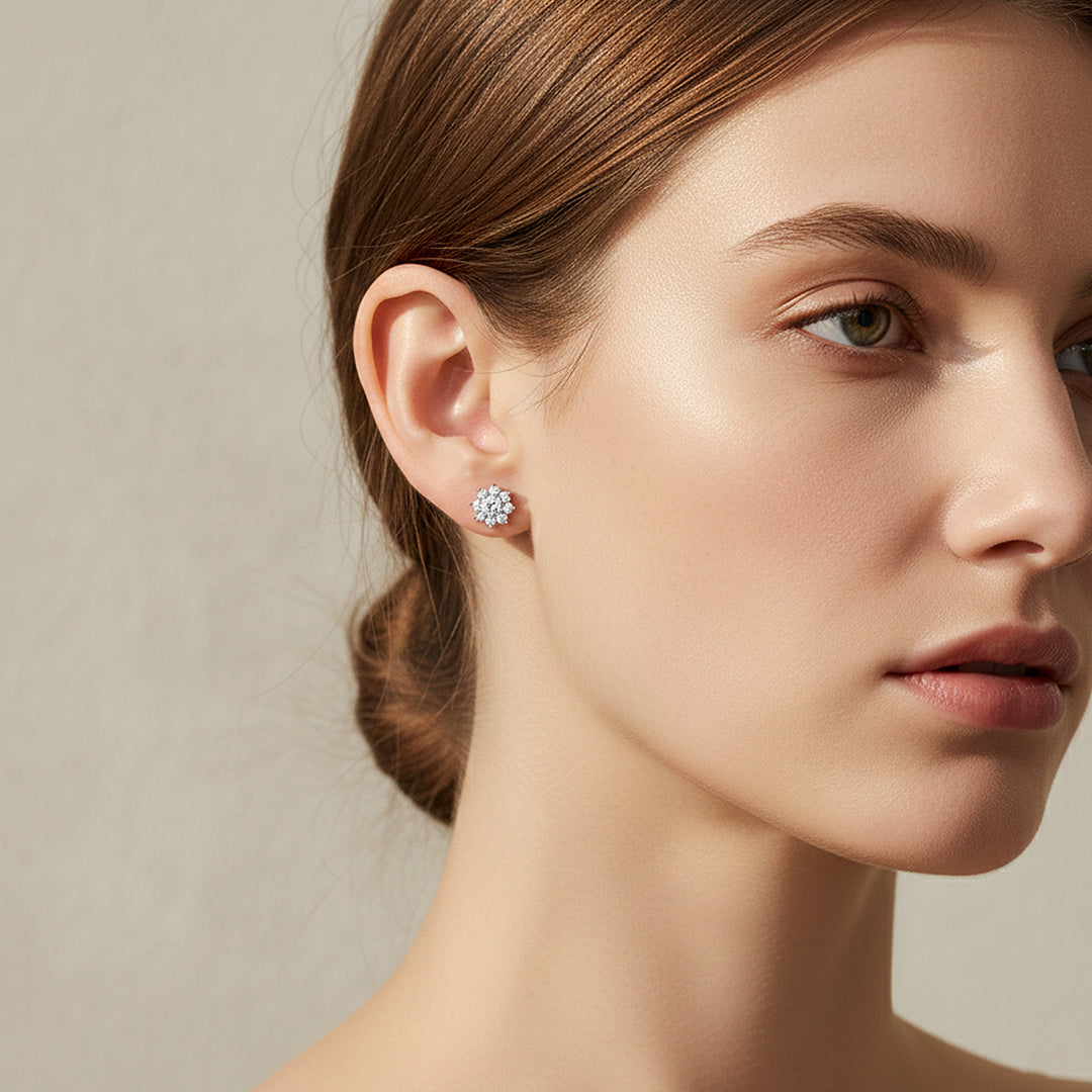 Floral Stud Earrings | White Gold | Luxe3657 - Luxe Earrings | Singapore Jewellery, Wedding Rings &amp; Gifts | Same Day Delivery | Tiara.com.sg
