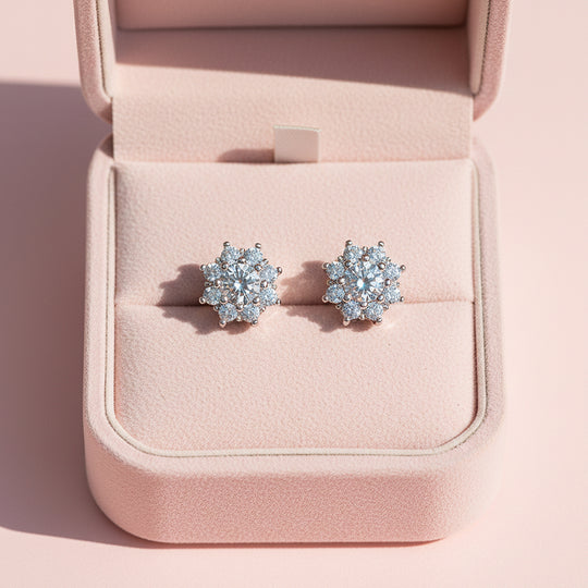 Floral Stud Earrings | White Gold | Luxe3657 - Luxe Earrings | Singapore Jewellery, Wedding Rings &amp; Gifts | Same Day Delivery | Tiara.com.sg