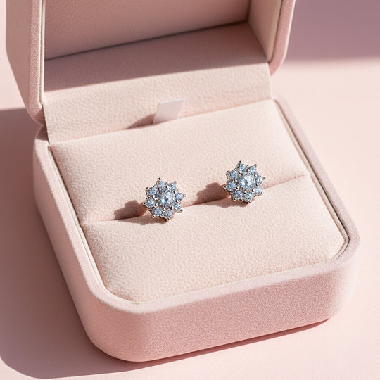 Floral Stud Earrings | White Gold | Luxe3657 - Luxe Earrings | Singapore Jewellery, Wedding Rings &amp; Gifts | Same Day Delivery | Tiara.com.sg