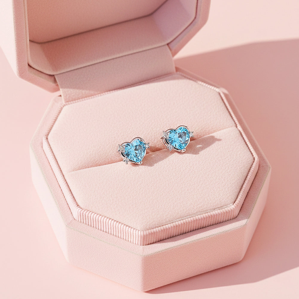 Heart Stud Earrings | White Gold | Luxe3660 - Luxe Earrings | Singapore Jewellery, Wedding Rings & Gifts | Same Day Delivery | Tiara.com.sg