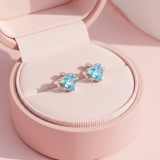Heart Stud Earrings | White Gold | Luxe3660 - Luxe Earrings | Singapore Jewellery, Wedding Rings &amp; Gifts | Same Day Delivery | Tiara.com.sg