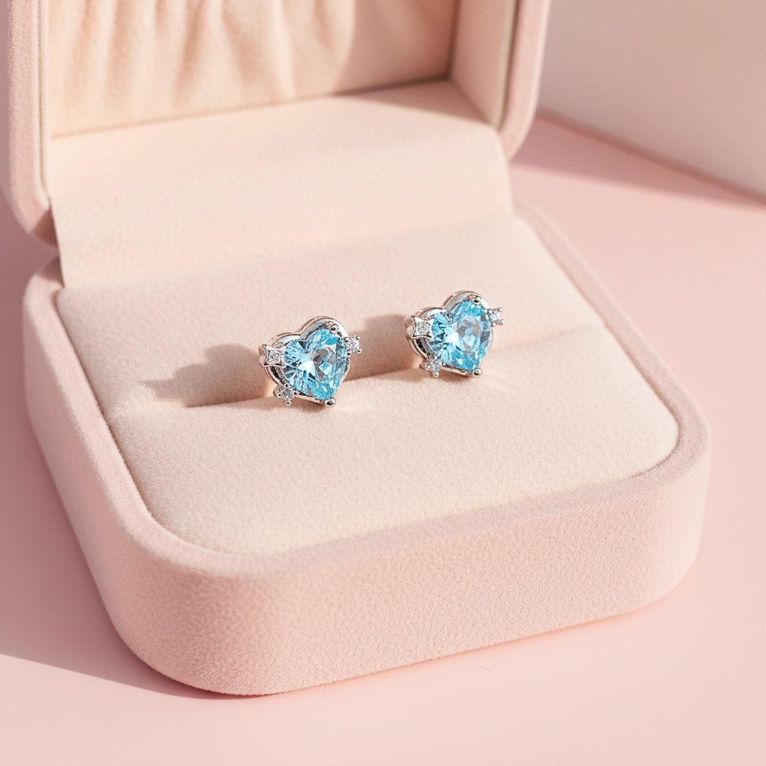 Heart Stud Earrings | White Gold | Luxe3660 - Luxe Earrings | Singapore Jewellery, Wedding Rings &amp; Gifts | Same Day Delivery | Tiara.com.sg