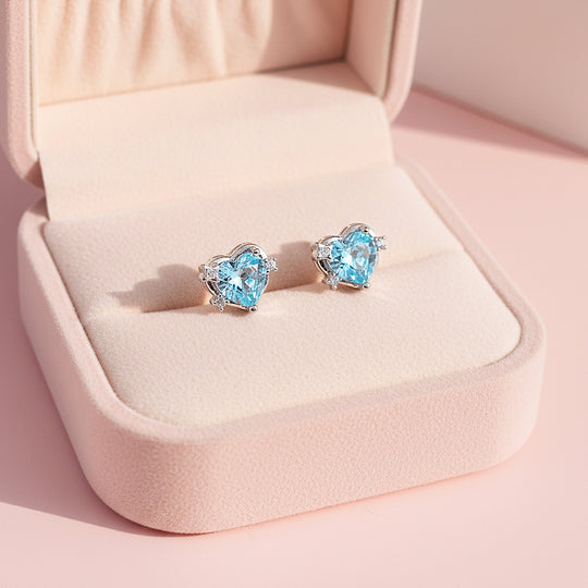 Heart Stud Earrings | White Gold | Luxe3660 - Luxe Earrings | Singapore Jewellery, Wedding Rings &amp; Gifts | Same Day Delivery | Tiara.com.sg